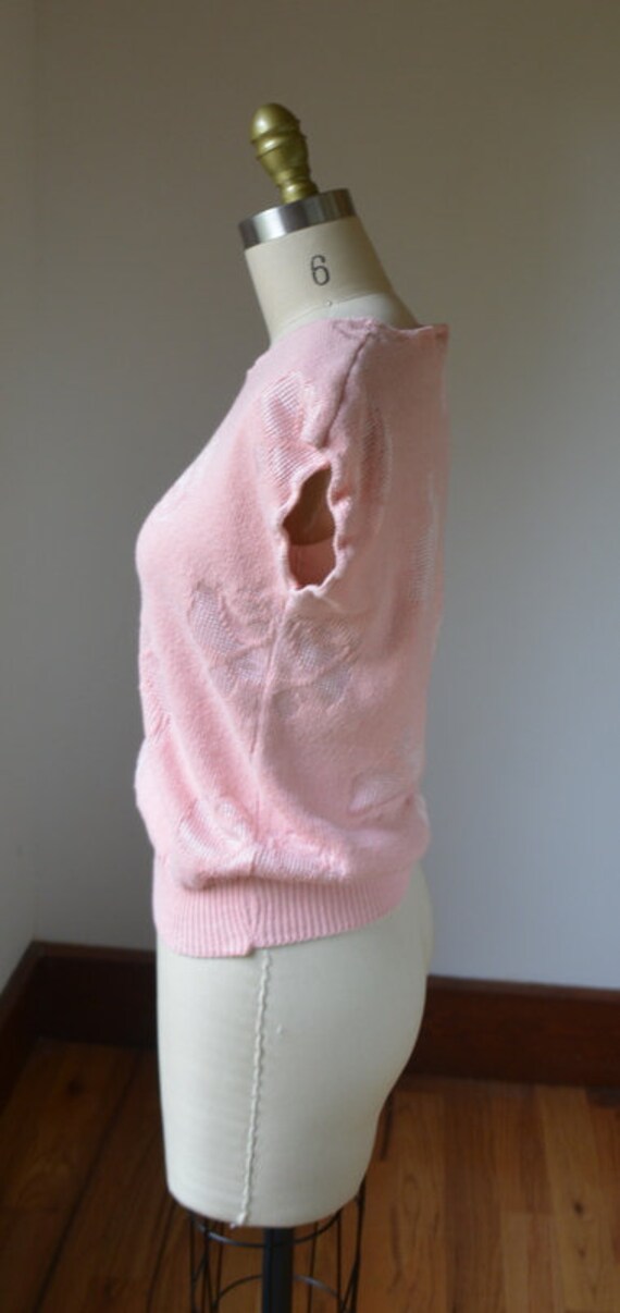 1980's Vintage Pink Short Sleeve Sweater By Kate … - image 6