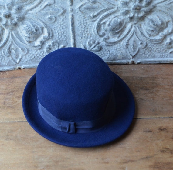 Vintage 1990's Blue Wool Felt Hat Size Small By S… - image 4