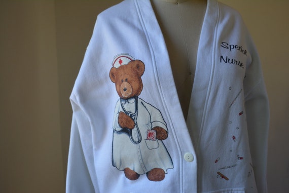 Vintage "Special Nurse" Cardigan Sweatshirt Size … - image 3