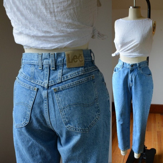 1990's Faded Distressed Light Wash Lee Denim Jean… - image 1