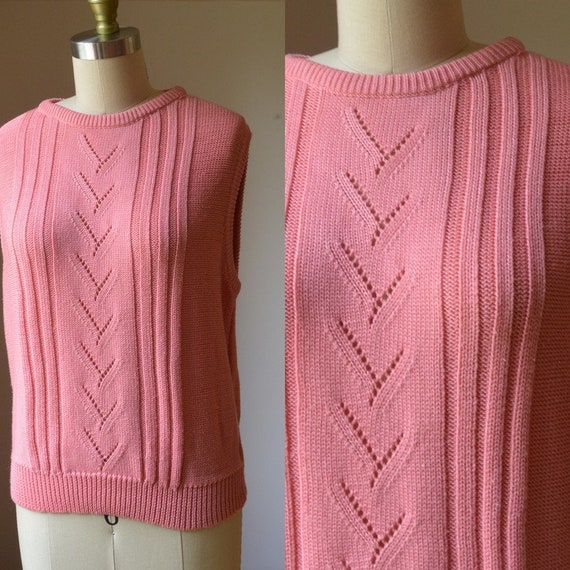 1980's Vintage Pink Sleeveless Sweater By Attitud… - image 1