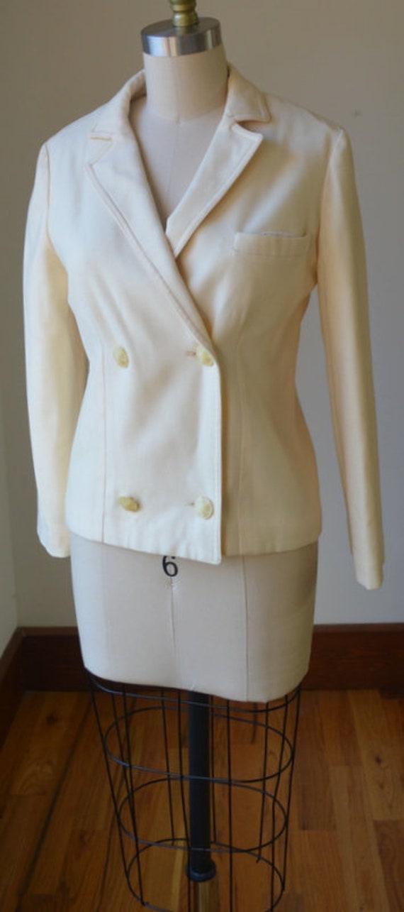 1980's Cropped Fitted Ivory/off white Basic Essen… - image 4