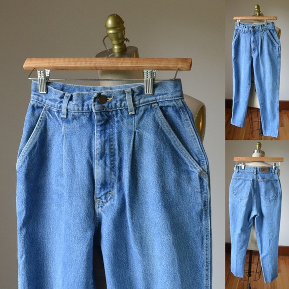 80’s High Waist Pleated Denim Jeans By Lee Waist … - image 1