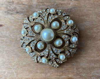 Spilla vintage DeNicola in oro e strass