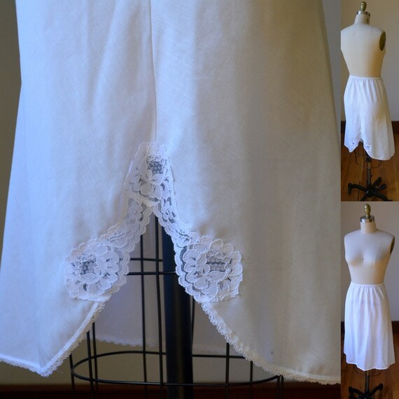 Vintage White Cotton Blend Skirt Slip Women's Siz… - image 1