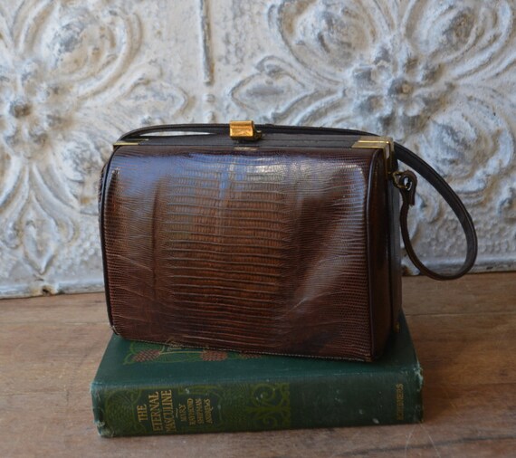 1940/50's Brown Leather Kelly Bag, Vintage Brown … - image 2