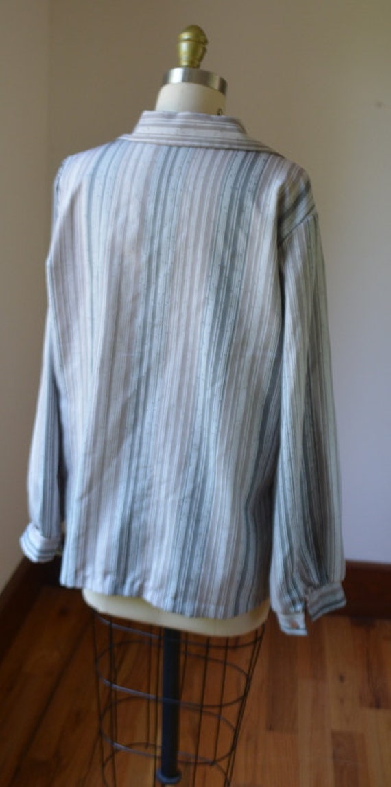 1970's Gray Striped Long Sleeve Dress Blouse By T… - image 4