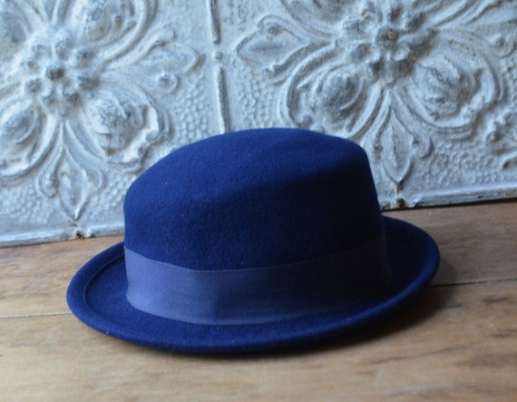 Vintage 1990's Blue Wool Felt Hat Size Small By S… - image 5