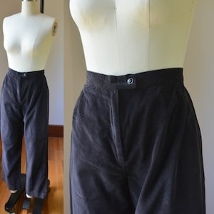 Chocolate brown velvet low waisted pleated cuffed Cigarette Pants