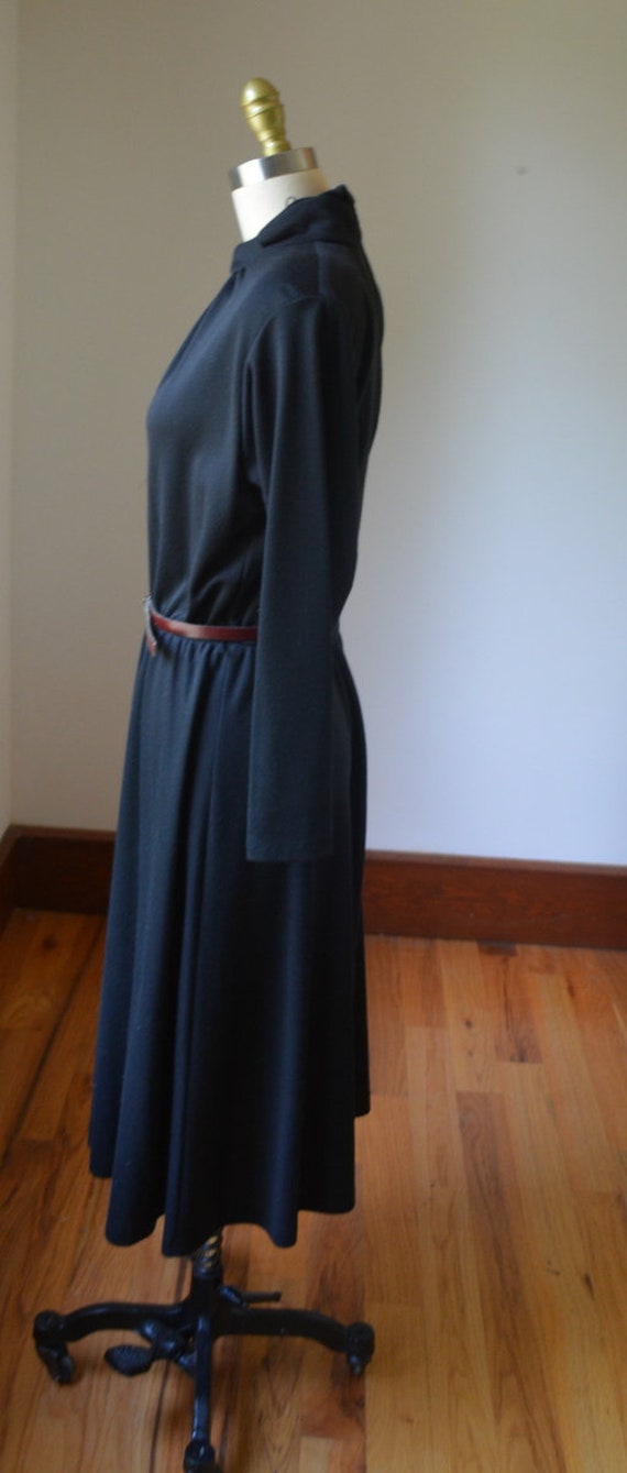 1980's Black Twisted Mockneck Long Sleeve Dress W… - image 5