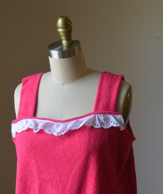 1980's Vintage Pink Handmade Terry Cloth Summer T… - image 4