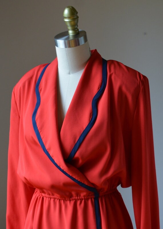 Vintage Bright Red Beautiful Blouson Dress By Han… - image 3