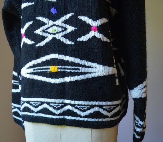 1990's Black Geometric Long Sleeve Sweater By Git… - image 4