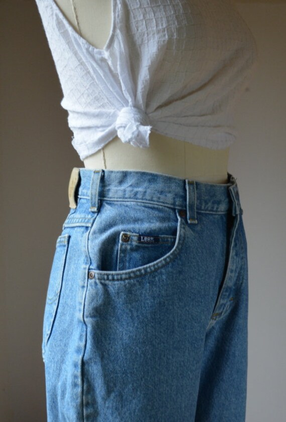 1990's Faded Distressed Light Wash Lee Denim Jean… - image 3