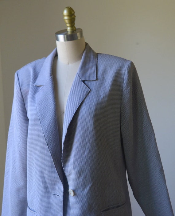 1990's Two Piece Blue and White Skirt Suit Size 1… - image 6