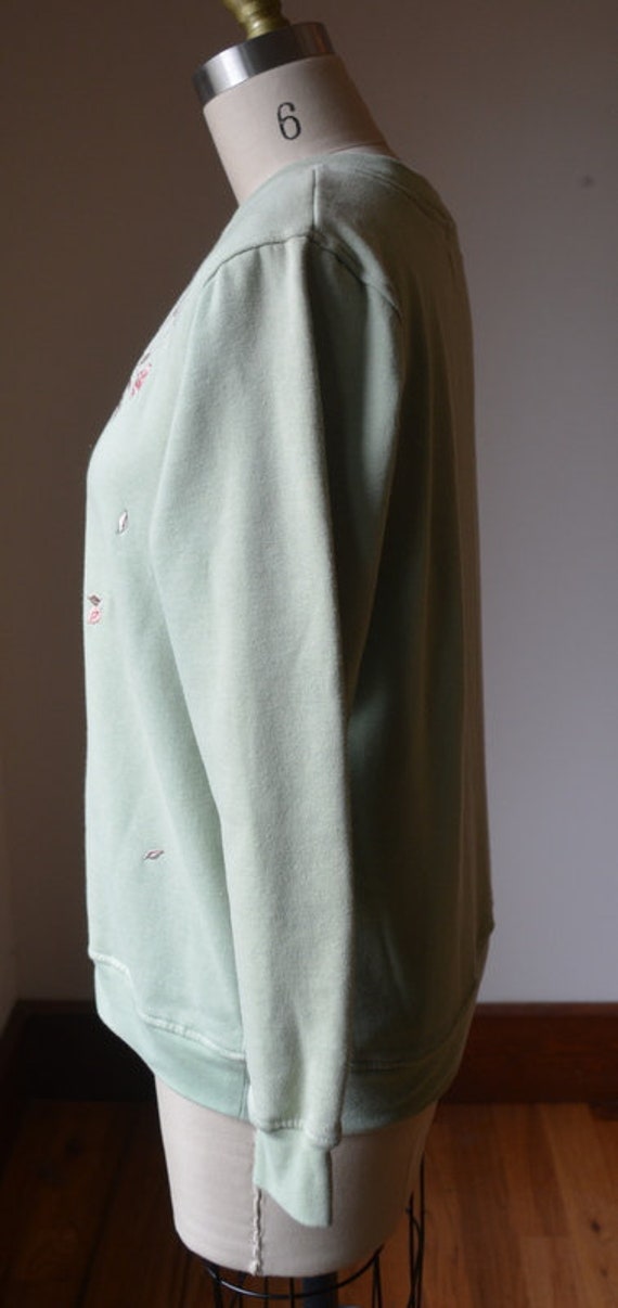 90's Vintage Lime Green Embroidered Sweatshirt Si… - image 5