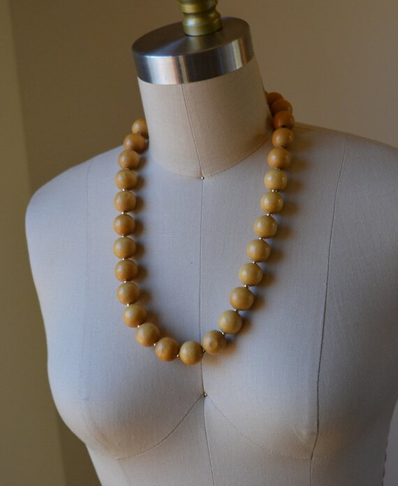 Vintage Wood Pearl Costume Jewelry Necklace - Etsy