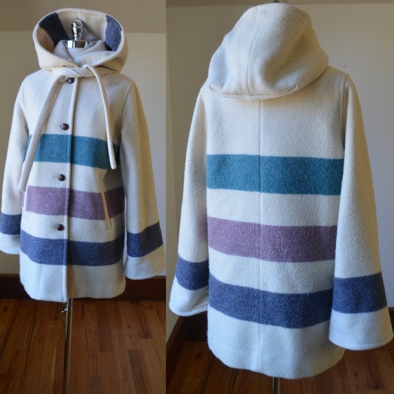 1960's Woolrich Hudson Bay Blanket Hooded Coat Wom