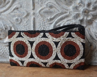 Beautiful Vintage Tri Colored Beaded Clutch