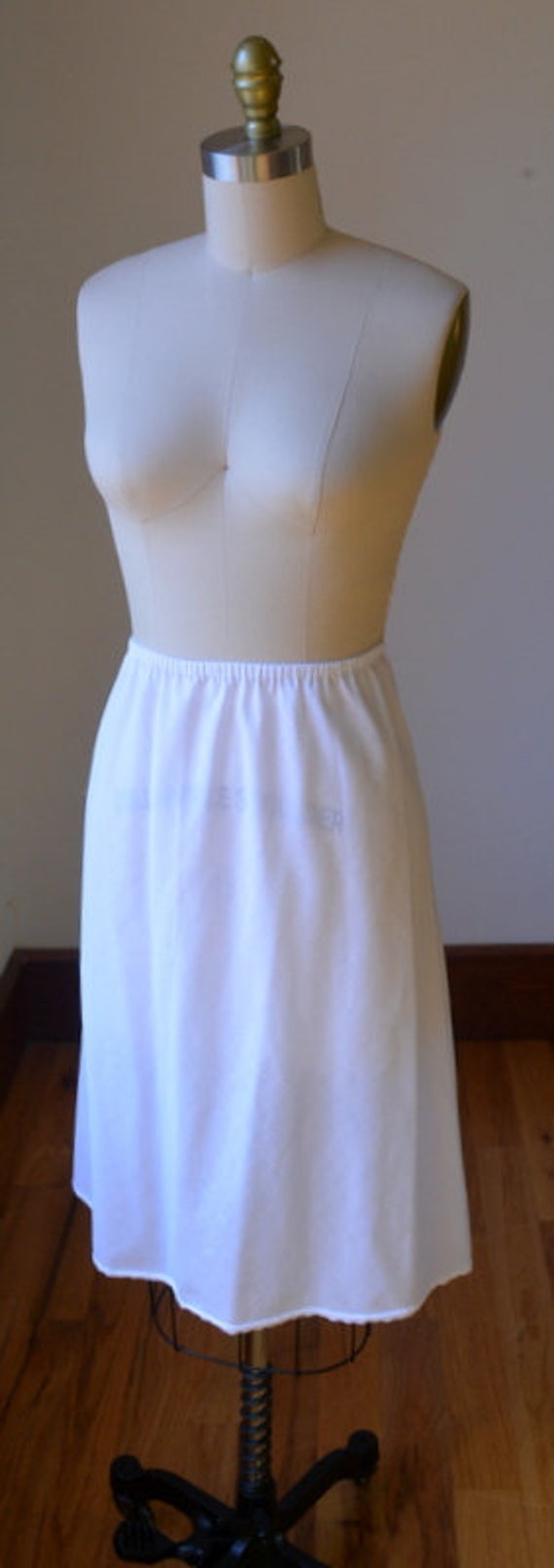 Vintage White Cotton Blend Skirt Slip Women's Siz… - image 2