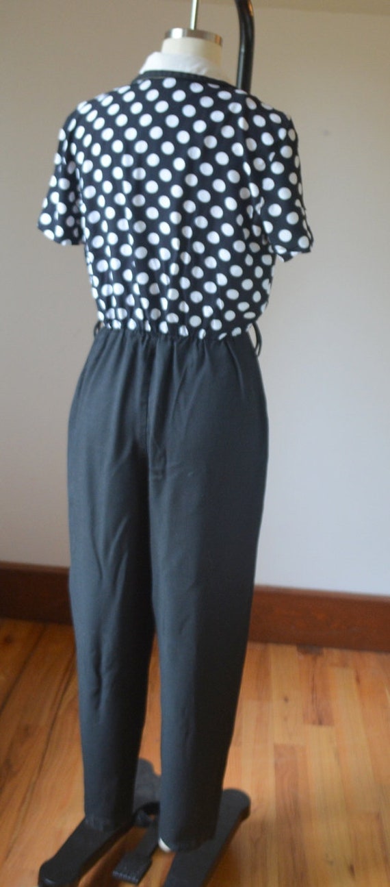 1980's  Black And White Polka Dot Pants Jumper By… - image 7