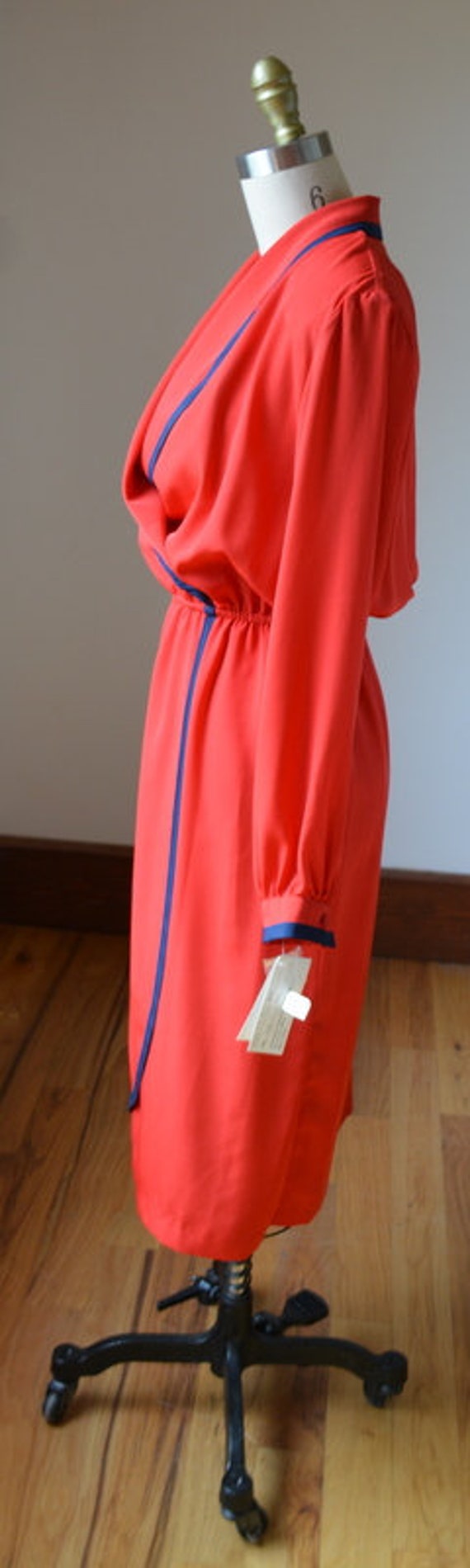 Vintage Bright Red Beautiful Blouson Dress By Han… - image 4