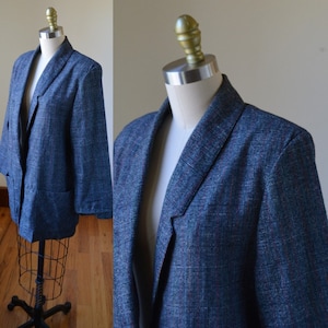 1980&#39;s Black Speckled Oversized Blazer Size Medium, Vintage Oversized Black Blazer With Exaggerated Shoulders Size Medium
