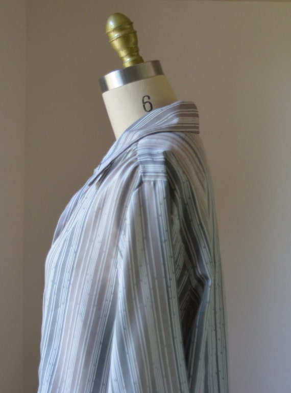 1970's Gray Striped Long Sleeve Dress Blouse By T… - image 3