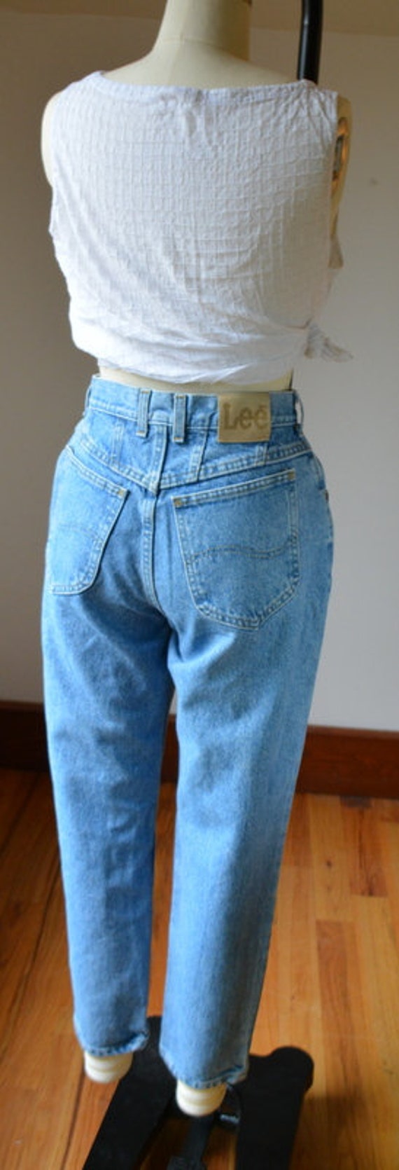 1990's Faded Distressed Light Wash Lee Denim Jean… - image 5