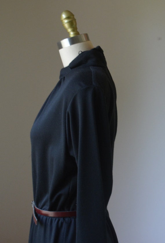 1980's Black Twisted Mockneck Long Sleeve Dress W… - image 6