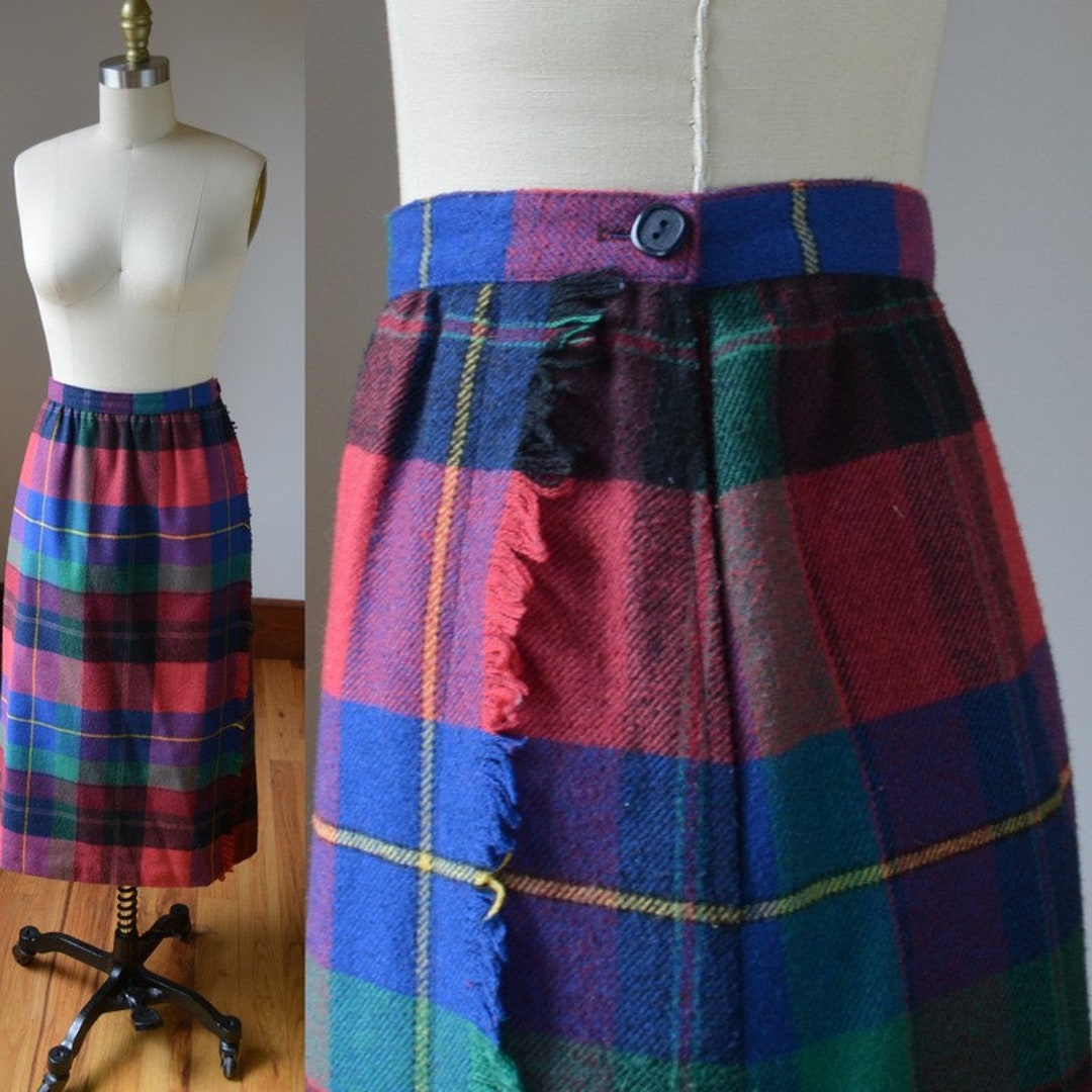 Vintage Wool Plaid Skirt by Haberdashery Women's Size 8, Vintage Wool