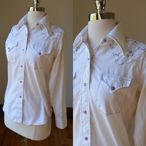 70's Vintage Southwestern Cowgirl Shirt With Snap