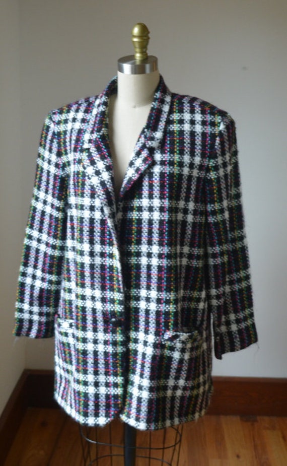 1990's Black Oversized Blazer With Colorful Detai… - image 3