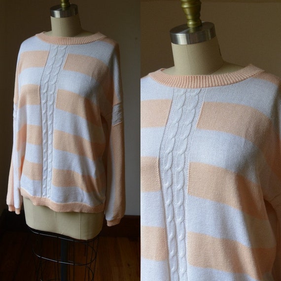 1990's Vintage Peach Slouchy Sweater Size Large, … - image 1