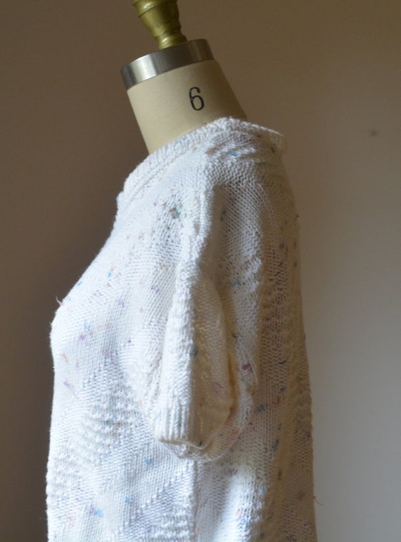 1980's White And Pastel Short Sleeve Sweater Wome… - image 6