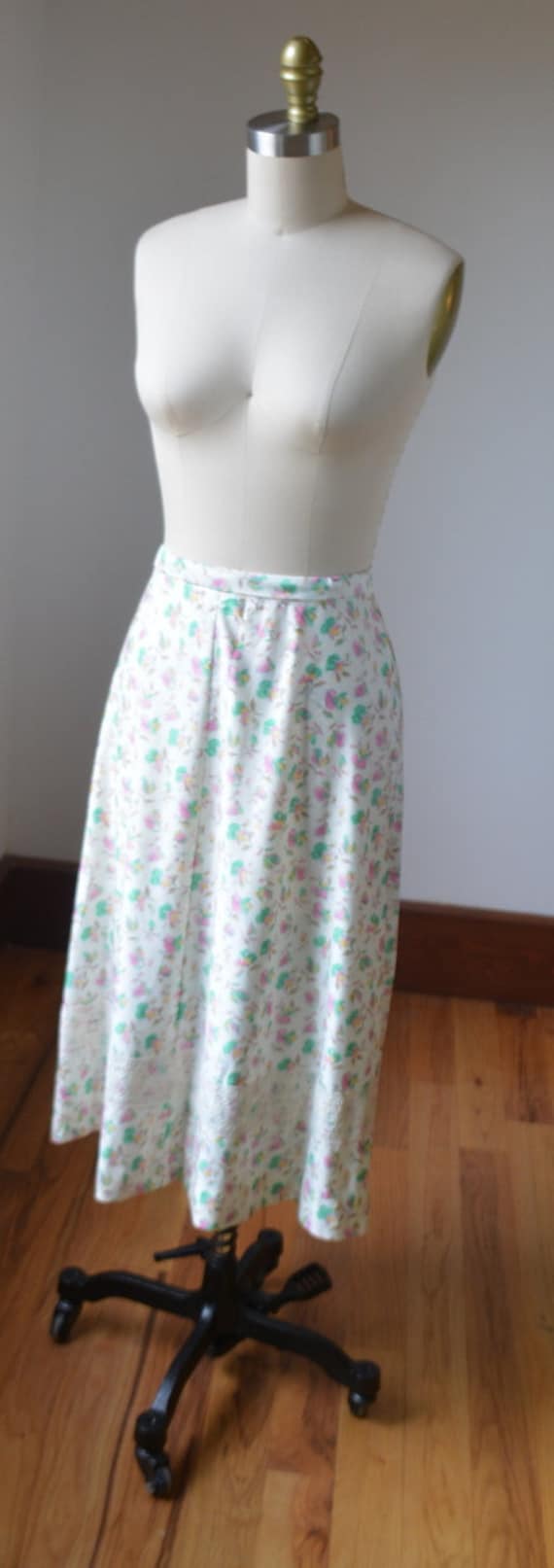 1980's Light Weight Handmade Floral SKirt women's… - image 2