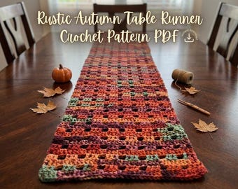 Rustic Autumn Crochet Table Runner PDF Pattern