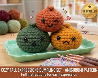 Viral Crochet Dumpling Squishy Pattern | Cute Mood Expressions Amigurumi PDF