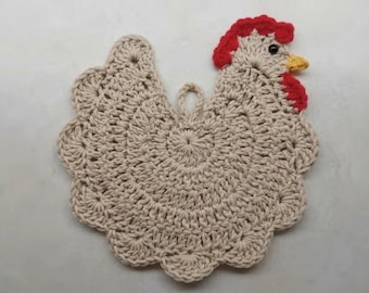 Rustic Farmhouse Hen Coaster Crochet Pattern | Farmhouse Chicken Hot Pad PDF | Country Kitchen Decor DIY