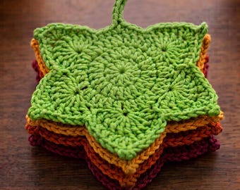 Rustic Fall Leaf Coasters Crochet Pattern | Autumn Leaf Coaster Crochet Pattern