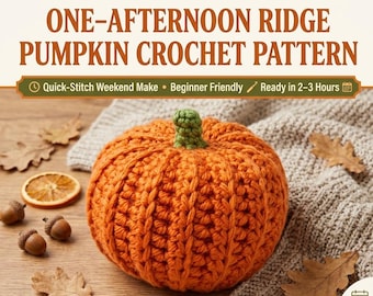 One Afternoon Ridge Pumpkin Crochet Pattern PDF | Easy Ribbed Fall Pumpkin