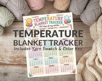 Temperature Blanket Tracker, 365-Day Crochet Knit Planner (Digital Download)