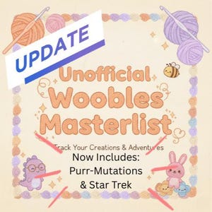 Unofficial Woobles Masterlist | Crochet Kit Tracker Printable PDF | UPDATE