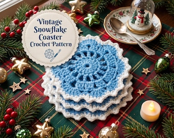 Vintage Snowflake Crochet Coaster Pattern | Winter Holiday PDF Download | DIY Christmas Table Decor