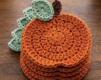 Rustic Fall Pumpkin Coasters Crochet Pattern - Easy Autumn Decor PDF - Thanksgiving Table Decor