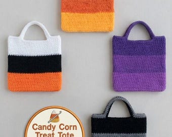 Candy Corn Treat Tote Crochet Pattern | Easy Halloween Goodie Bag PDF