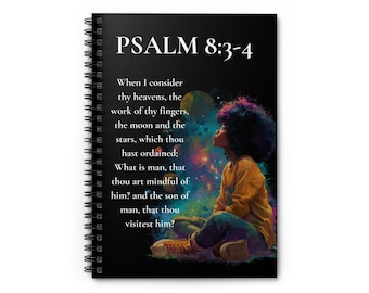 Psaume 8:3-4 Cahier à spirales, Journal chrétien, Cadeau biblique