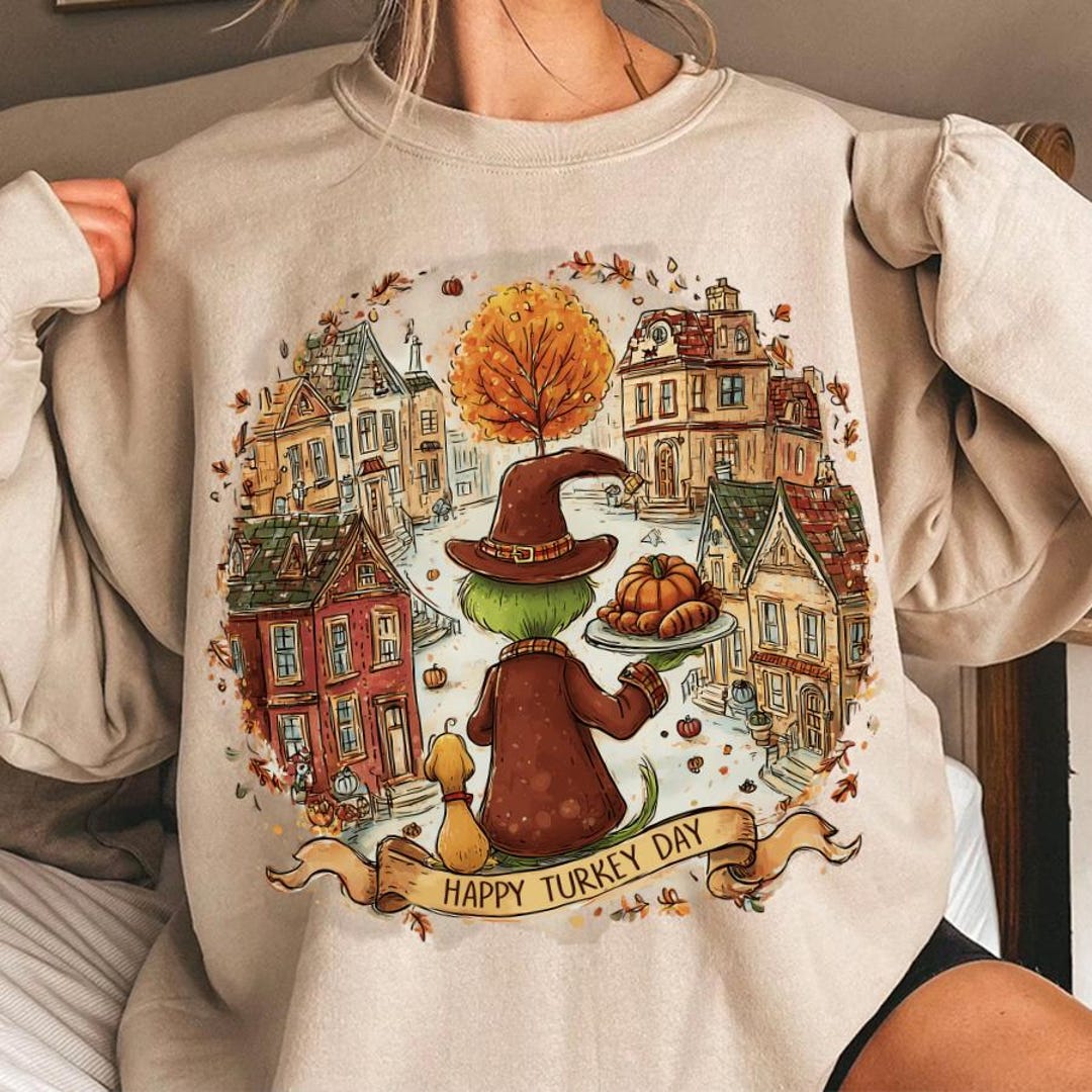 Vintage Fall Grinch & Max Turkey Day PNG, Preppy Thankful Brushstroke ...