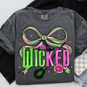 Pink And Green Coquette Wicked PNG, Wizard Of Oz Witches Digital Clipart, Flying Monkey Shirt Design