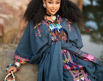 Handwoven Ethiopian Cotton Kemis – Traditional Habesha Dress